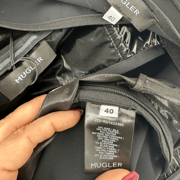 Mugler Womens Strapless Dress Size 40 Black Sheer Sexy Silk Whimsygoth - Picture 4 of 14